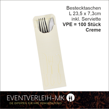 Bestecktaschen 23,5cm x 7,3cm - weiß - VERKAUFSARTIKEL