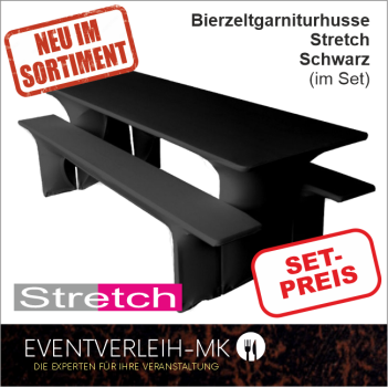 Bierzeltgarniturhusse - Stretch (Set) - schwarz - INKL. REINIGUNG