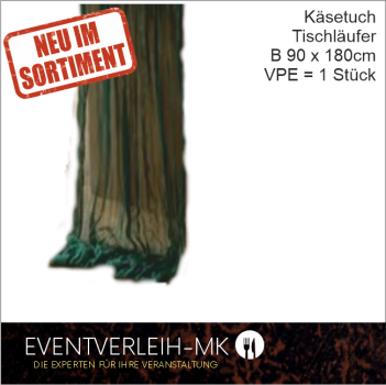 Käsetuch  - Tischläufer, Boho, rustikal, 90 x 180 cm, dunkelgrün