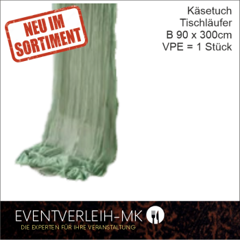 Käsetuch  - Tischläufer, Boho, rustikal, 90 x 300 cm, hellgrün