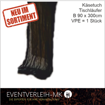 Käsetuch  - Tischläufer, Boho, rustikal, 90 x 300 cm, schwarz