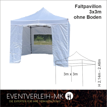 Faltpavillon 3x3m; weiss