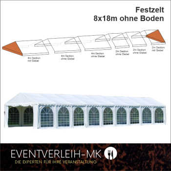 Festzelt 8x18m; weiß, feuersicher
