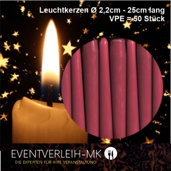 Leuchtkerze - bordeaux - VERKAUFSARTIKEL