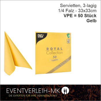 Serviette, 3-lagig 1/4 Falz - gelb - VERKAUFSARTIKEL