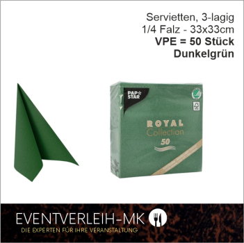 Serviette, 3-lagig 1/4 Falz - dunkelgrün - VERKAUFSARTIKEL