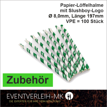 Zubehör - Papier-Löffelhalme, grün/weiß - VERKAUFSWARE