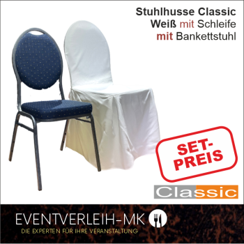 Bankettstuhl & Stuhlhusse - weiß - im Set - inkl. Reinigung und Bügeln
