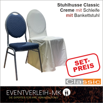 Bankettstuhl & Stuhlhusse - creme - im Set - inkl. Reinigung und Bügeln
