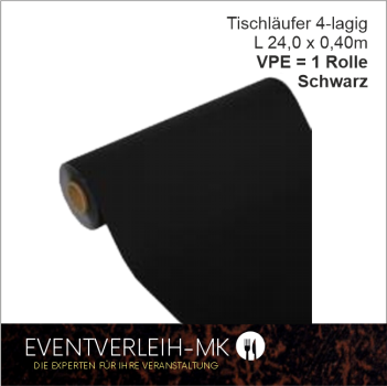 Tischläufer aus 4-lagigem Tissue schwarz - VERKAUFSARTIKEL