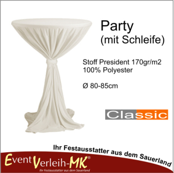 Stehtischhusse creme/ecrü mit Schleife - INKL. REINIGUNG & BÜGELN