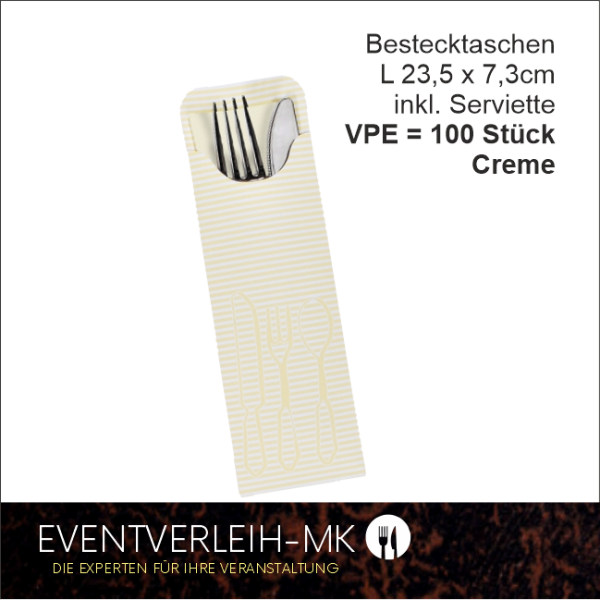 Bestecktaschen 23,5cm x 7,3cm - weiß - VERKAUFSARTIKEL