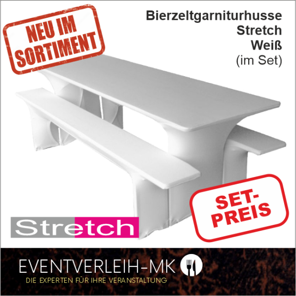Bierzeltgarniturhusse - Stretch (Set) - weiß - INKL. REINIGUNG