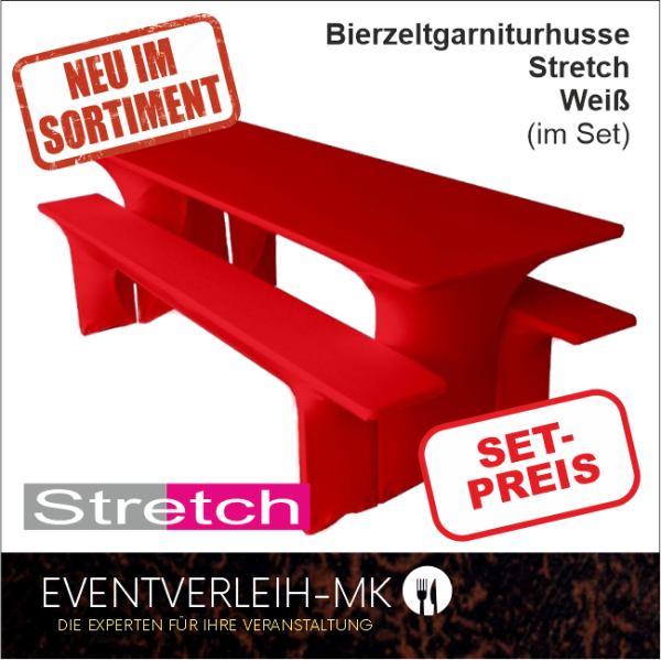 Bierzeltgarniturhusse - Stretch (Set) - rot - INKL. REINIGUNG