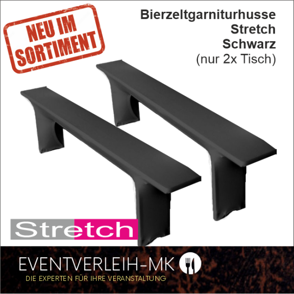 Bierzeltgarniturhusse - Stretch (nur 2x Bank) - schwarz - INKL. REINIGUNG