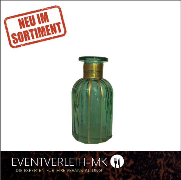 Glasvase, saphiergrün mit goldstreifen inkl. Spülservice