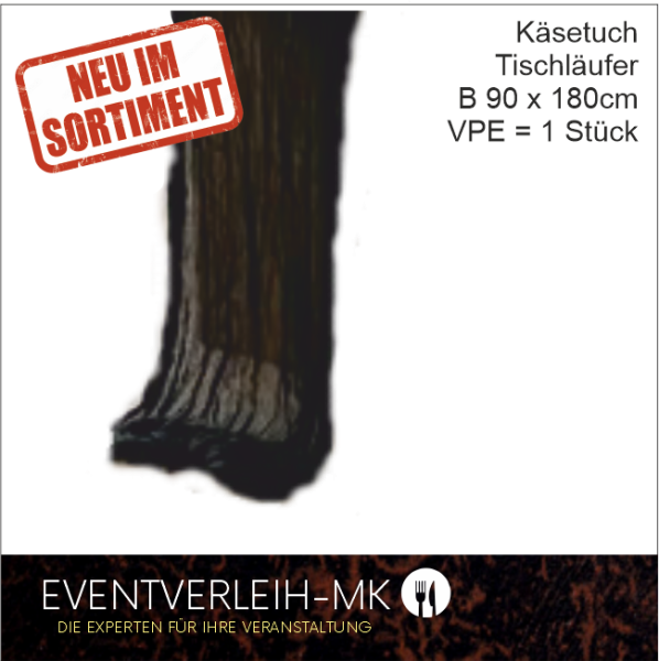Käsetuch  - Tischläufer, Boho, rustikal, 90 x 180 cm, schwarz