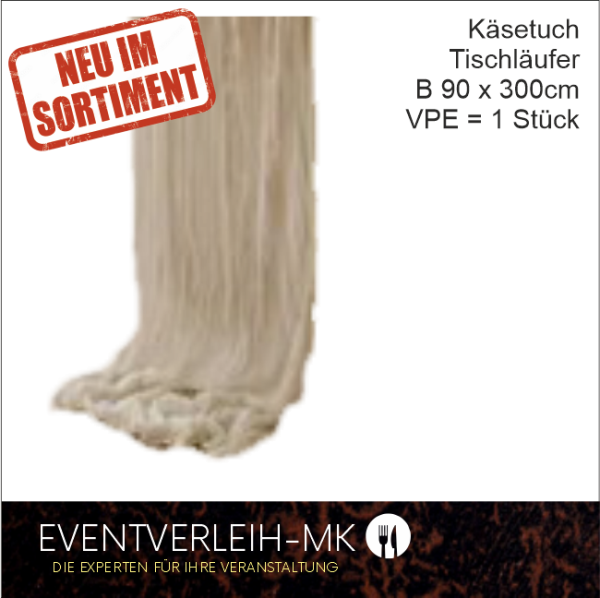 Käsetuch  - Tischläufer, Boho, rustikal, 90 x 300 cm, creme