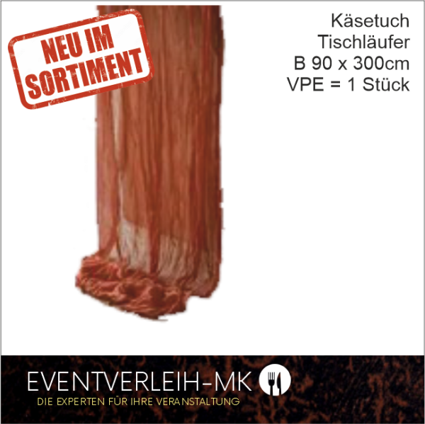 Käsetuch  - Tischläufer, Boho, rustikal, 90 x 300 cm, braun