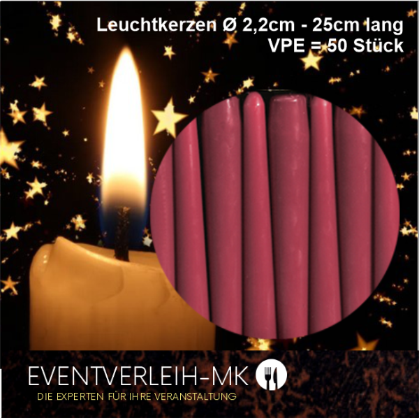 Leuchtkerze - bordeaux - VERKAUFSARTIKEL