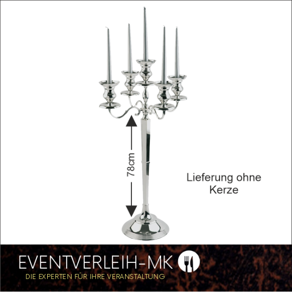 Kerzenleuchter 5-armig, Höhe 78cm - Versilbert