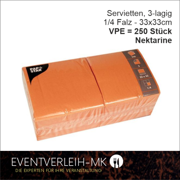 Serviette, 3-lagig 1/4 Falz - Nektarine - VERKAUFSARTIKEL