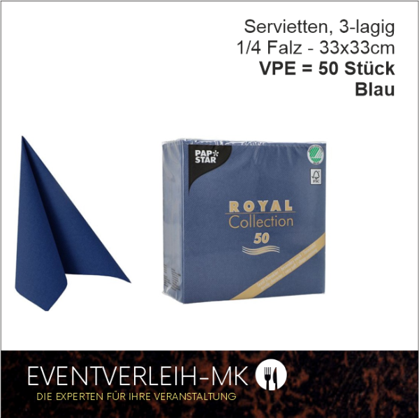 Serviette, 3-lagig 1/4 Falz - dunkelblau - VERKAUFSARTIKEL