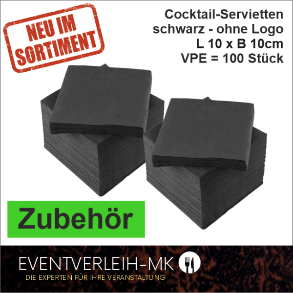 Zubehör - Cocktail-Servietten, schwarz - VERKAUFSWARE