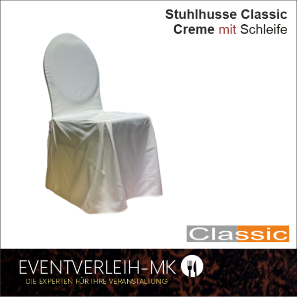 Stuhlhusse mit Schleife - ecrü/creme - inkl. Reinigung und Bügeln