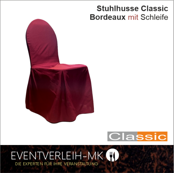 Stuhlhusse mit Schleife - bordeaux - inkl. Reinigung und Bügeln