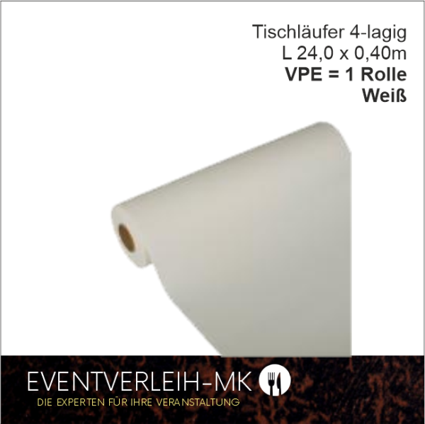 Tischläufer aus 4-lagigem Tissue weiß - VERKAUFSARTIKEL