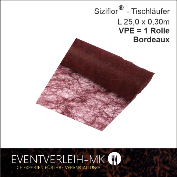 Siziflor Tischband auf Rolle - bordeaux - VERKAUFSARTIKEL