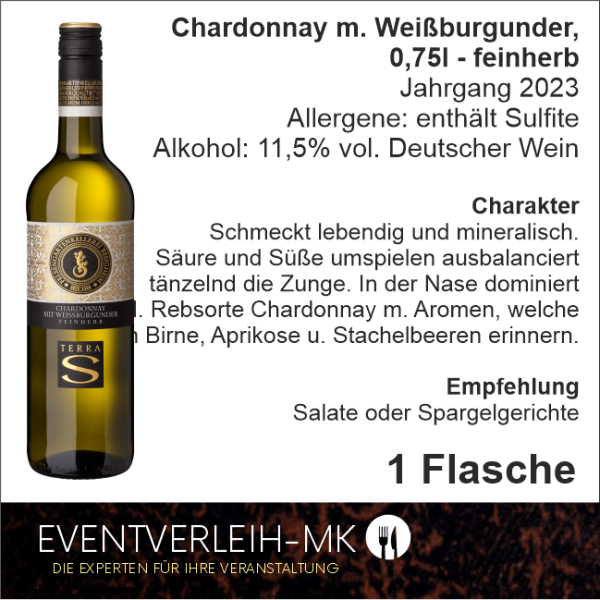 Chardonnay mit Weißburgunder, 0,75l - feinherb