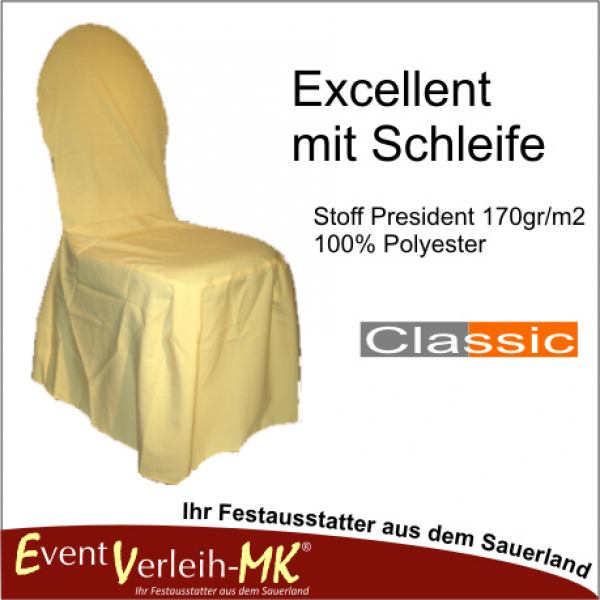 Stuhlhusse mit Schleife - gelb - inkl. Reinigung und Bügeln