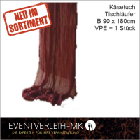 Käsetuch  - Tischläufer, Boho, rustikal, 90 x 180 cm, bordeaux