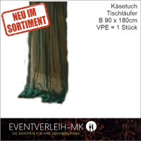 Käsetuch  - Tischläufer, Boho, rustikal, 90 x 180 cm, dunkelgrün