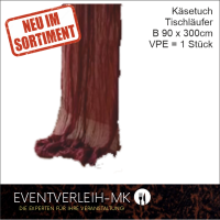 Käsetuch  - Tischläufer, Boho, rustikal, 90 x 300 cm, bordeaux