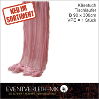 Käsetuch  - Tischläufer, Boho, rustikal, 90 x 300 cm, rosa
