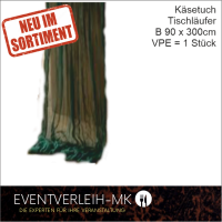 Käsetuch  - Tischläufer, Boho, rustikal, 90 x 300 cm, dunkelgrün