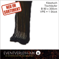 Käsetuch  - Tischläufer, Boho, rustikal, 90 x 300 cm, schwarz
