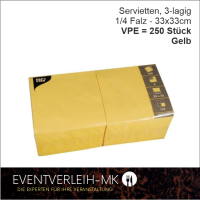 Serviette, 3-lagig 1/4 Falz - gelb - VERKAUFSARTIKEL