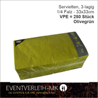 Serviette, 3-lagig 1/4 Falz - olivgrün - VERKAUFSARTIKEL