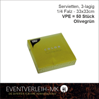 Serviette, 3-lagig 1/4 Falz - olivgrün - VERKAUFSARTIKEL