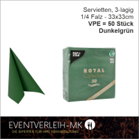 Serviette, 3-lagig 1/4 Falz - dunkelgrün - VERKAUFSARTIKEL