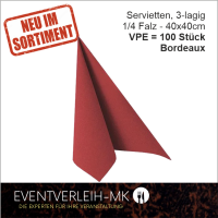 Serviette, 3-lagig 1/4 Falz - bordeaux - VERKAUFSARTIKEL
