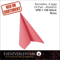 Serviette, 3-lagig 1/4 Falz - rosa - VERKAUFSARTIKEL