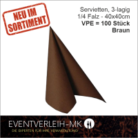 Serviette, 3-lagig 1/4 Falz - braun - VERKAUFSARTIKEL