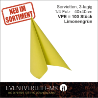Serviette, 3-lagig 1/4 Falz - limonengrün - VERKAUFSARTIKEL